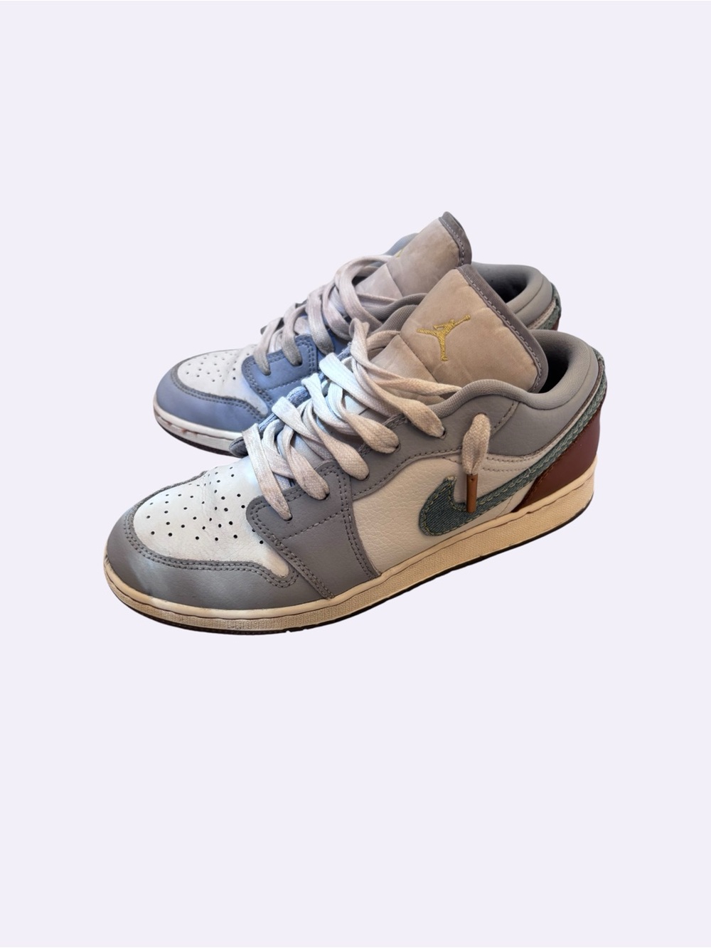 Jordan Low Top Sneakers - Light Blue, White & Brown